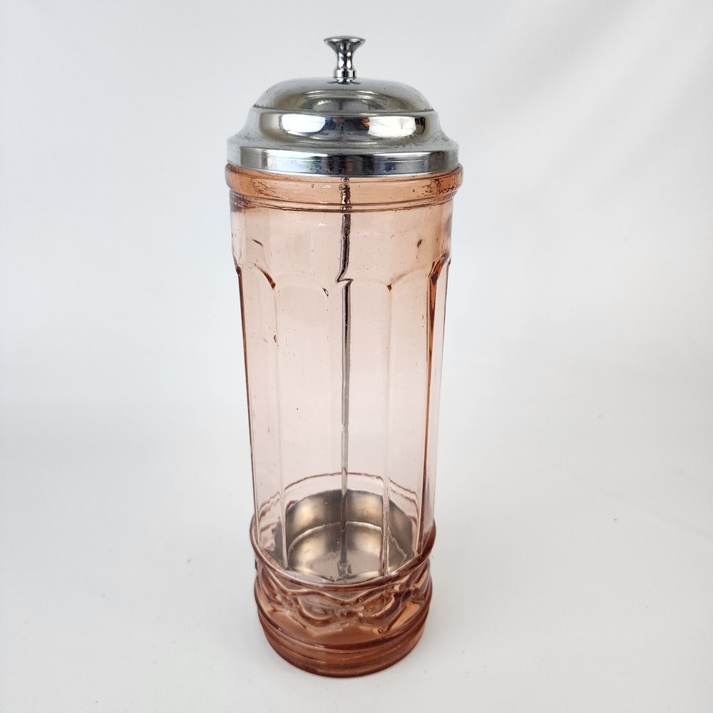 Pink‎ Depression Glass Straw Dispenser Straw Holder - Picture 2 of 7